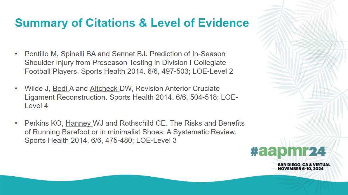 Summary of Citations &amp; Level of Evidence slide template