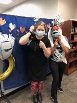 Pediatric Rehabilitation Fellow Jensine’ J. Norman, MD, and a colleague posing for a photo on Tie-Dye Tuesday.